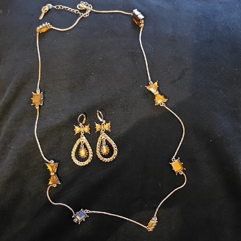 Betsey Johnson Gold Necklace with Brown Accents